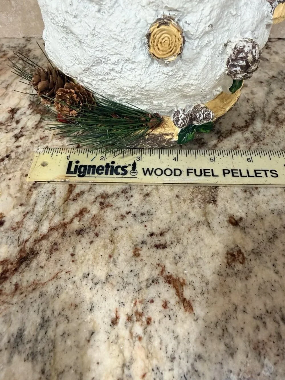 Rustic Snowman Figurine 10.5” X 6”Pinecone Christmas Decor